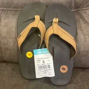 New Mens Reef Cushion Phantom Flip Flop 8 Khaki Tan Brown